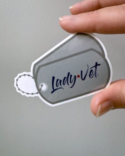 Mini Dog Tag Sticker Close Up, from Lady Vet
